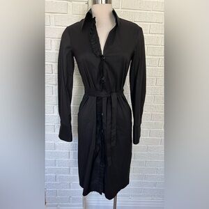 Trina Turk ~ black ruffle belted shirtdress